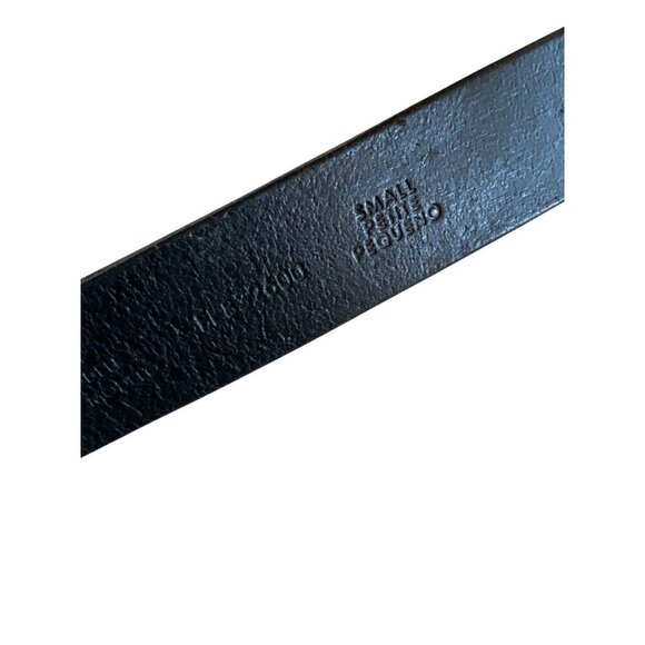 Liz Claiborne Black Leather Belt With Textured Buckle & Embossed Design - Picture 7 of 7
